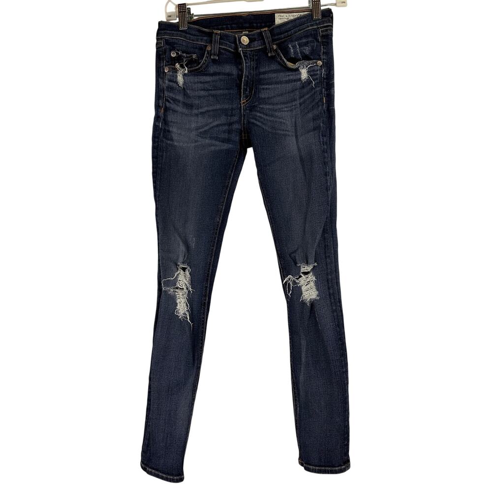 Rag & Bone Mid Rise Skinny Distressed Capri Jeans Size 27